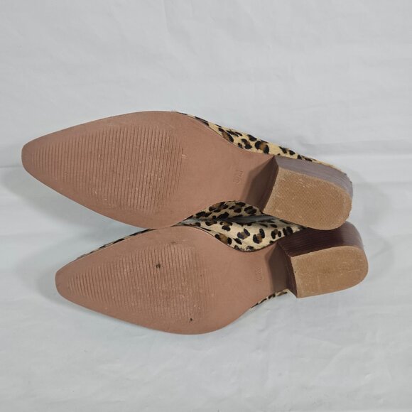 Coconuts by Matisse Animal Print Mules Heels Size 8 Calf Hair Leopard Slip On - Picture 7 of 9